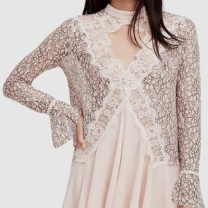 NWT Free People Ivory Tell Tale Lace Mini Dress